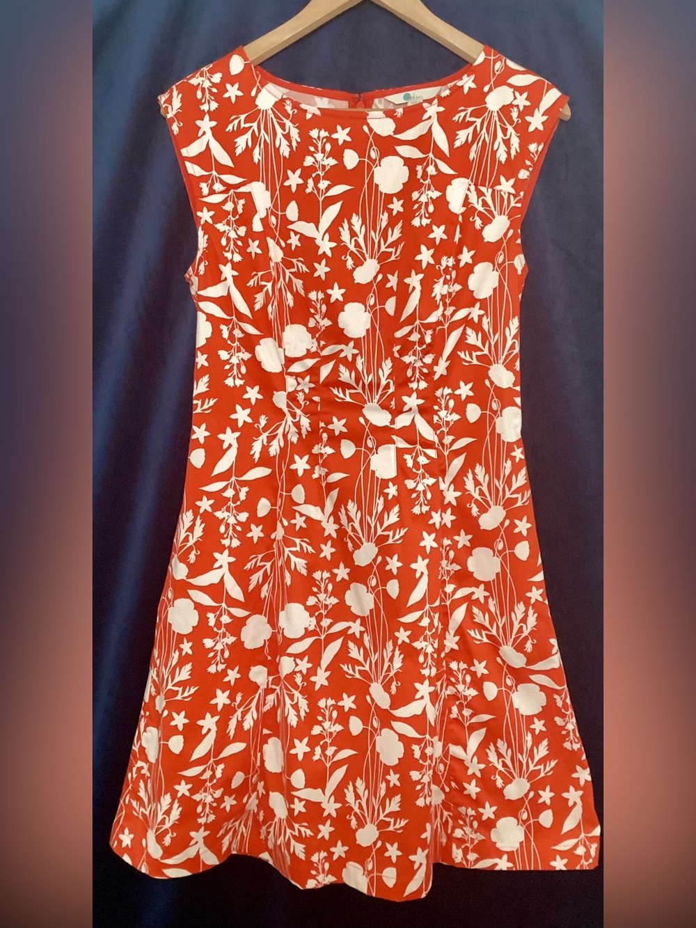 Boden Rosamund Garden Floral Fit and Flare Dress Red Orange White 6P